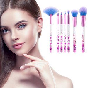 7-Piece Set: Glitter Makeup Brushes With Storage Pouch